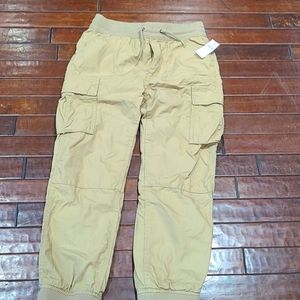 New Gap kids boys lined cargo joggers pant beige